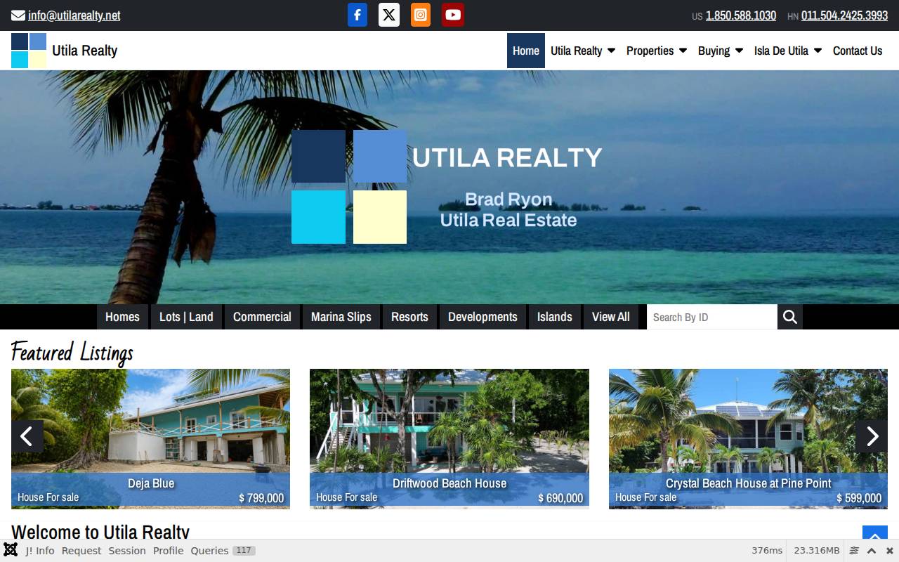 Utila Realty website